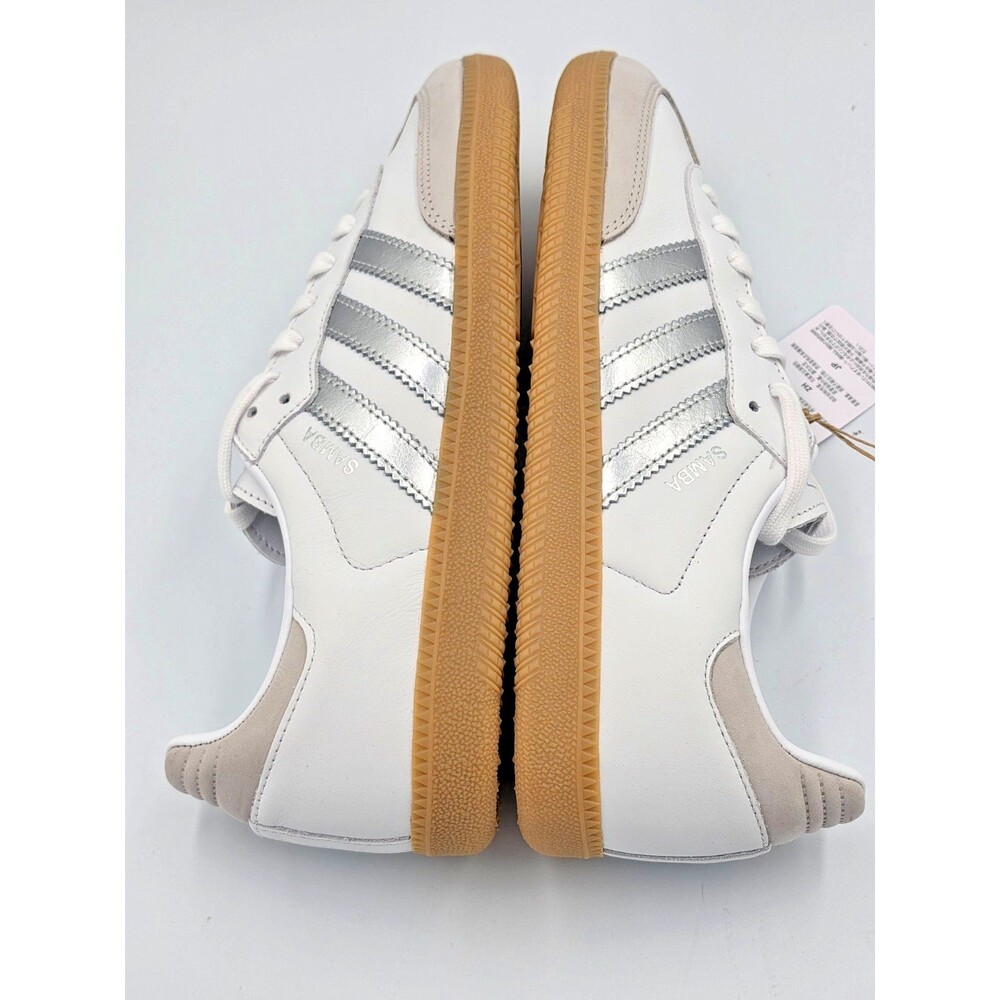 Adidas Samba OG Womens 10 Mens 9 White Silver Metallic Gum Sneakers JI2725 NIB